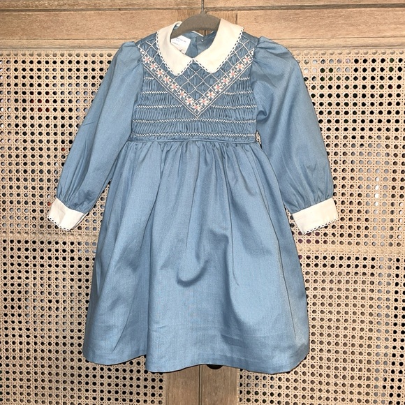 Vintage Dress POLLY FLINDERS Smocked Toddler Size 2T Hand Embroidery  Smocking - Picture 9 of 9